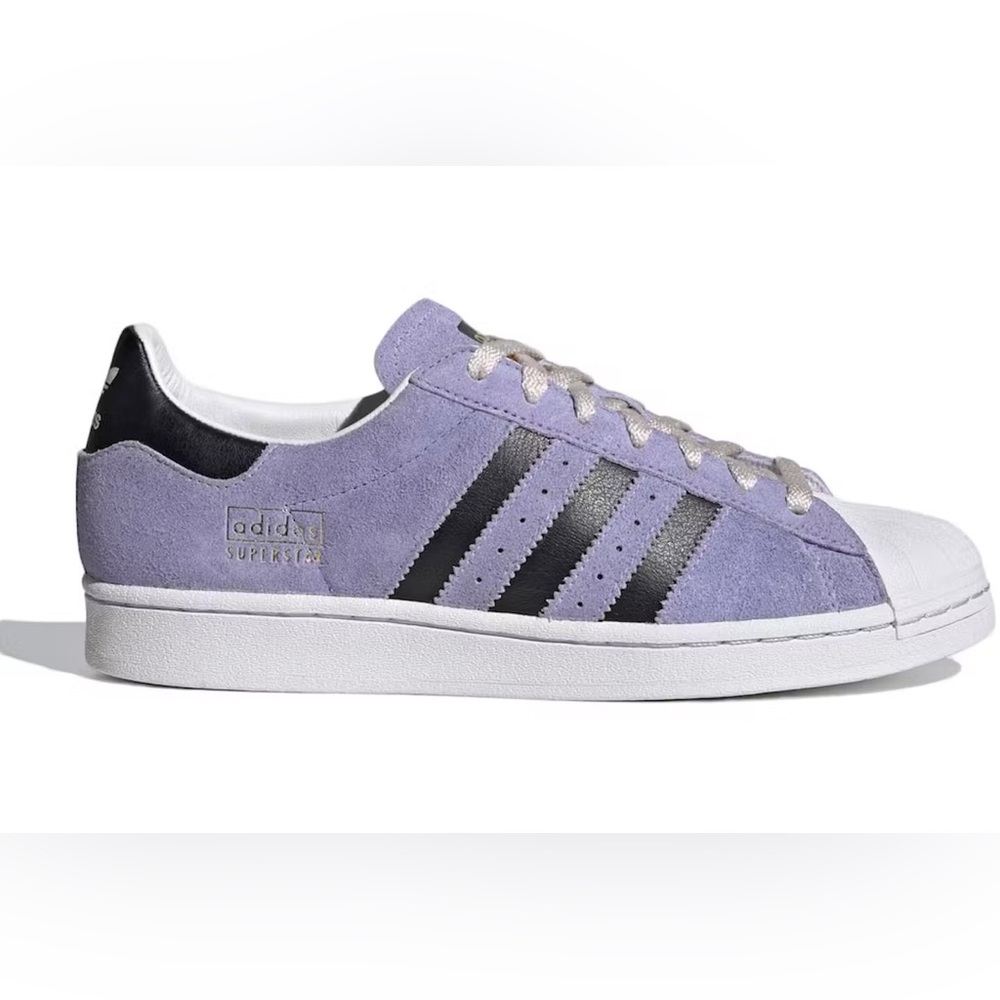 New Adidas Superstar Low Top Mens Casual Shoes in Dust Purple Suede Mens Size 9